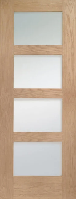 XL Shaker 4 Light Oak Door With Clear Glass Fire Door