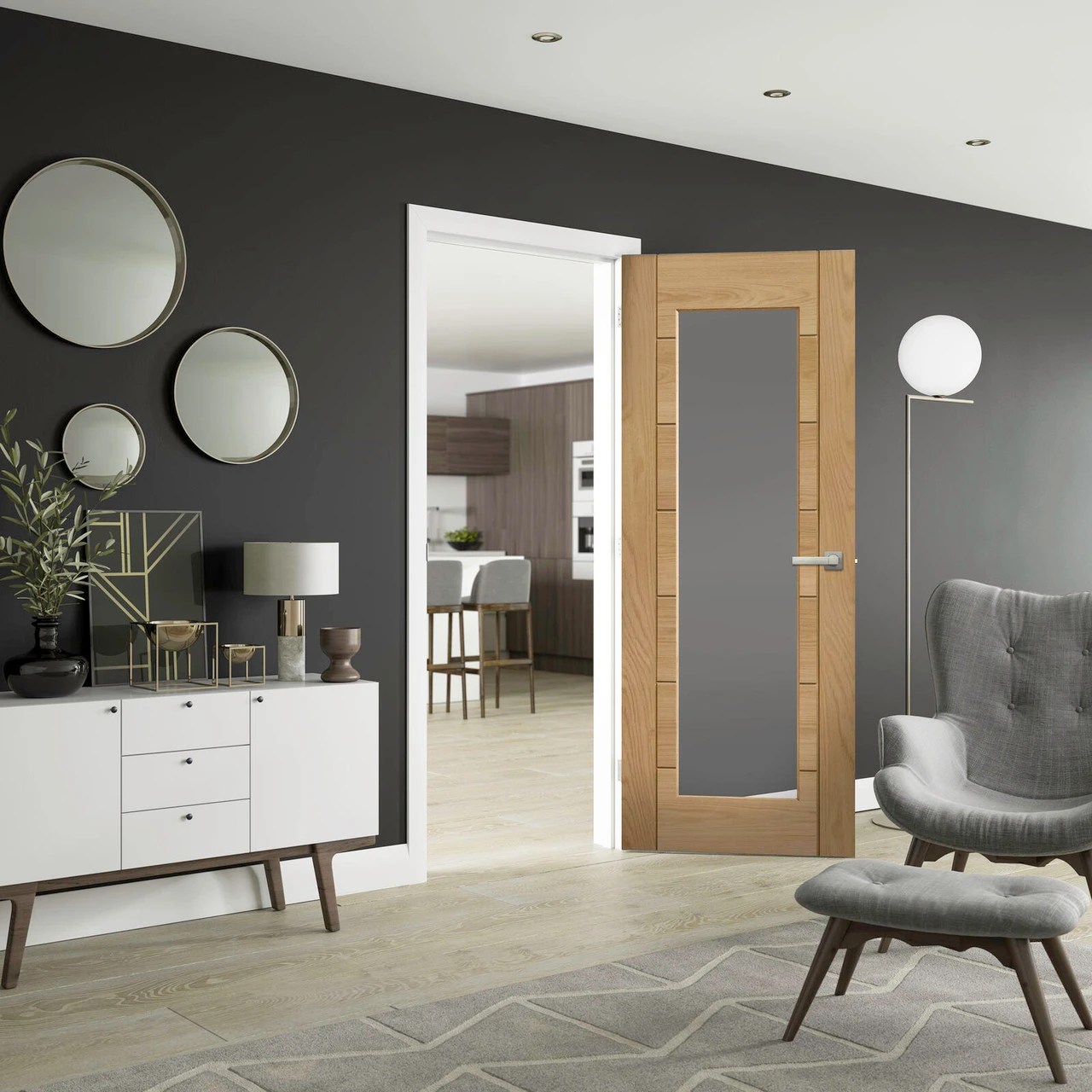 XL Palermo Essential 1 Light Internal Oak Glazed Door 2 XL Palermo Essential 1 Light Internal Oak Glazed Door - Image 2