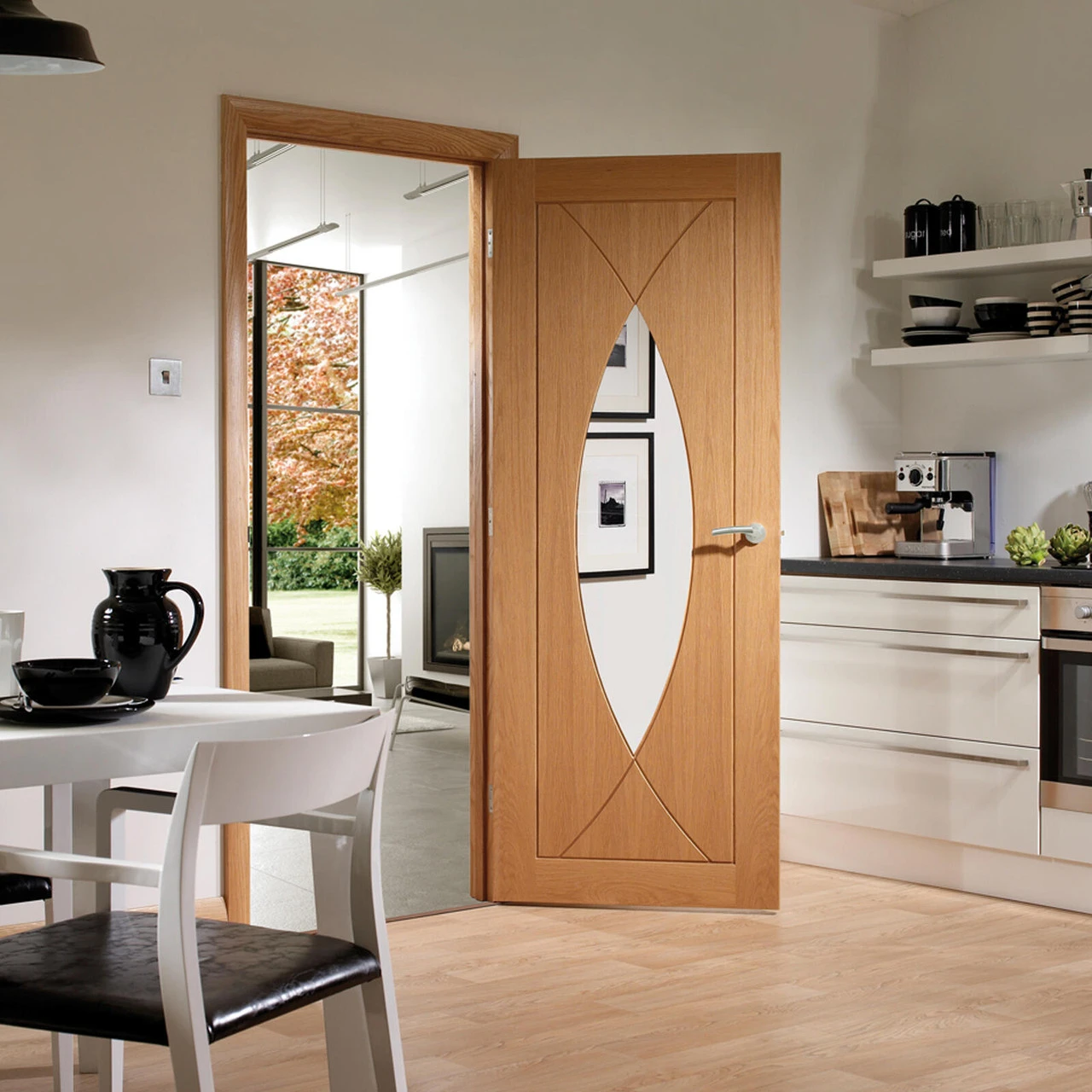 XL Pesaro Pre-Finished Internal Oak Door With Clear Glass 2 XL Pesaro Pre-Finished Internal Oak Door With Clear Glass - Image 2